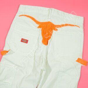 Vintage Dickies Texas Longhorns Pants Womens 30 White Hook Em Customized Painted